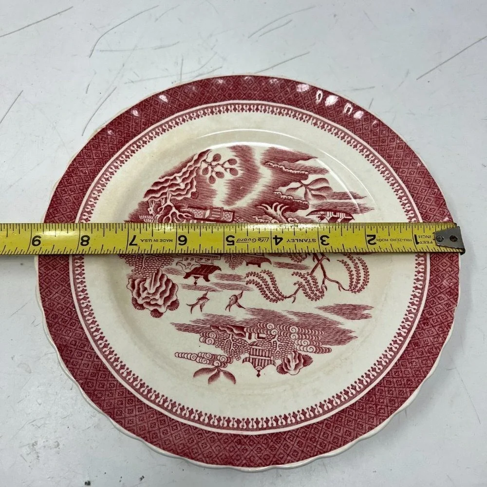Spode Copeland Mandarin Luncheon Plate Red White Chelsea No Trim 9‎ Inch B VTG